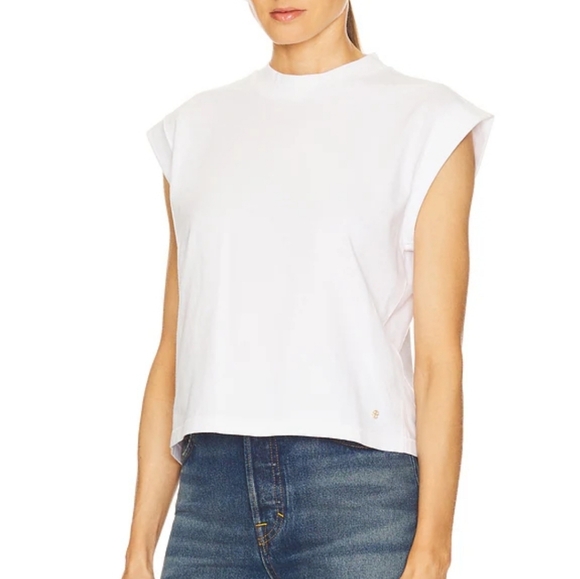 Anine Bing Womens White Caspen Cap Sleeve Tee Size XS NWT - Picture 1 of 15